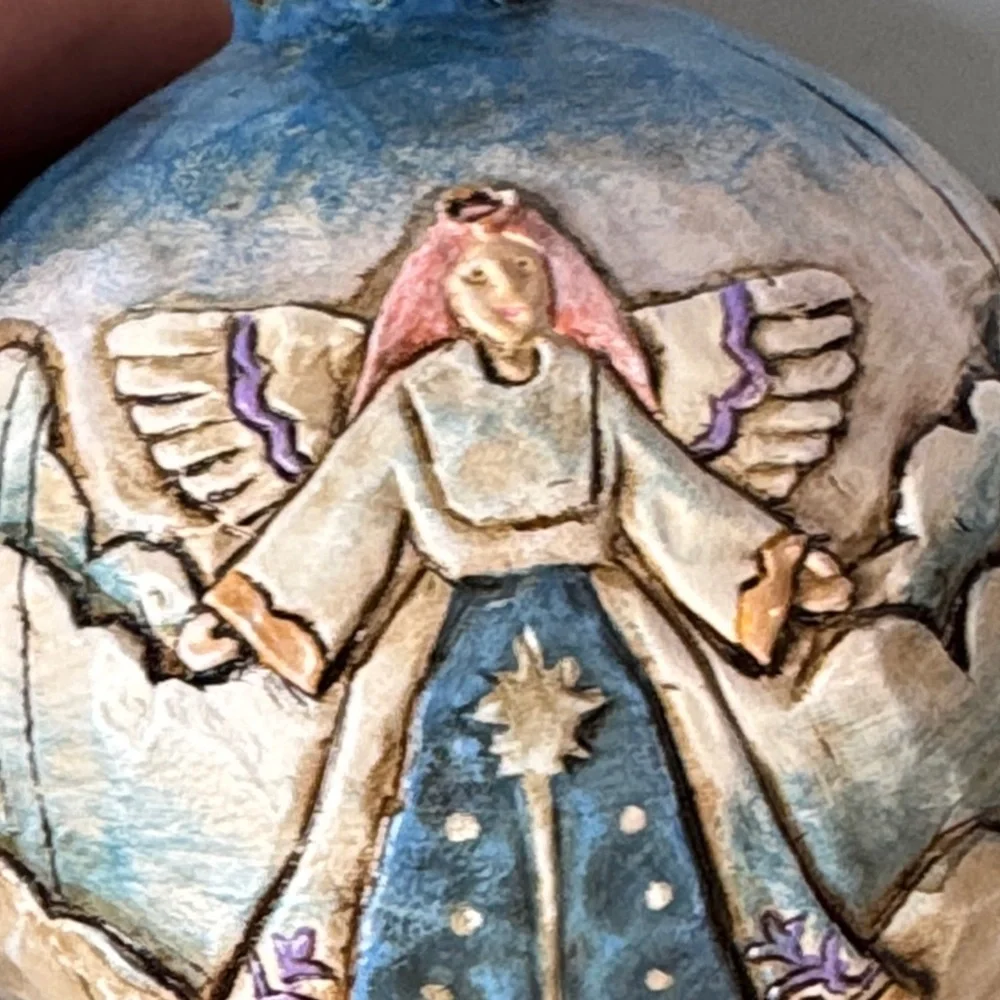 Vintage decoupage Angels Christmas tree ball ornament